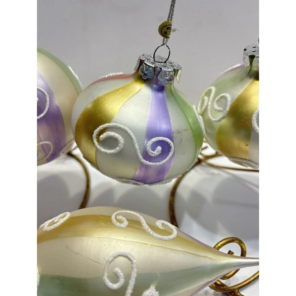 Vtg House Of Lloyd Christmas Around The World Sherbet Glass Ornaments Set Of 4